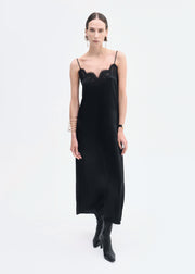 Lace Slip Dress in Silk - Black - CO Collections